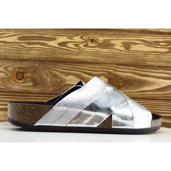 Circus Sam Edelman Sz 6 M Silver Slide Synthetic Women‎ Sandals Allison - Picture 4 of 7